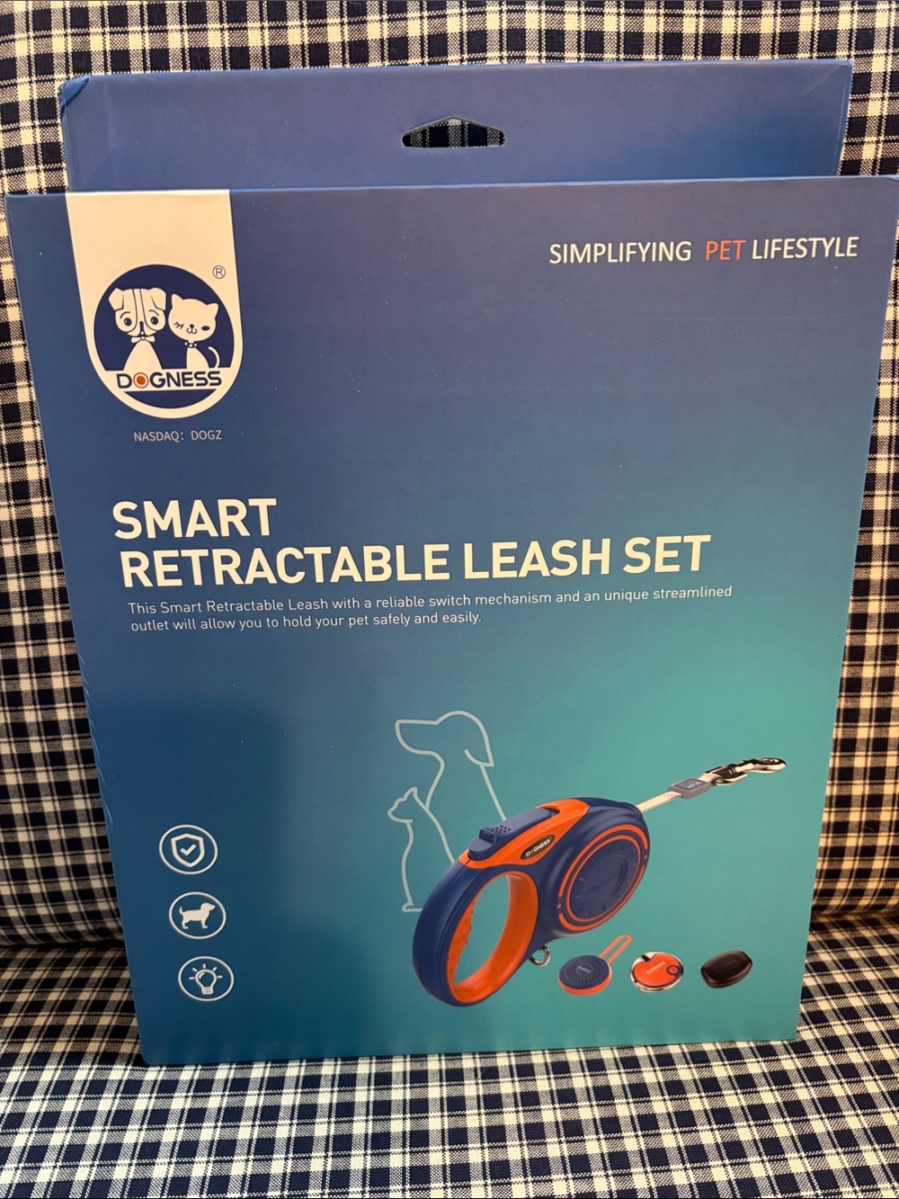 DOGNESS Smart Retractable Leash Set - Blue & Orange